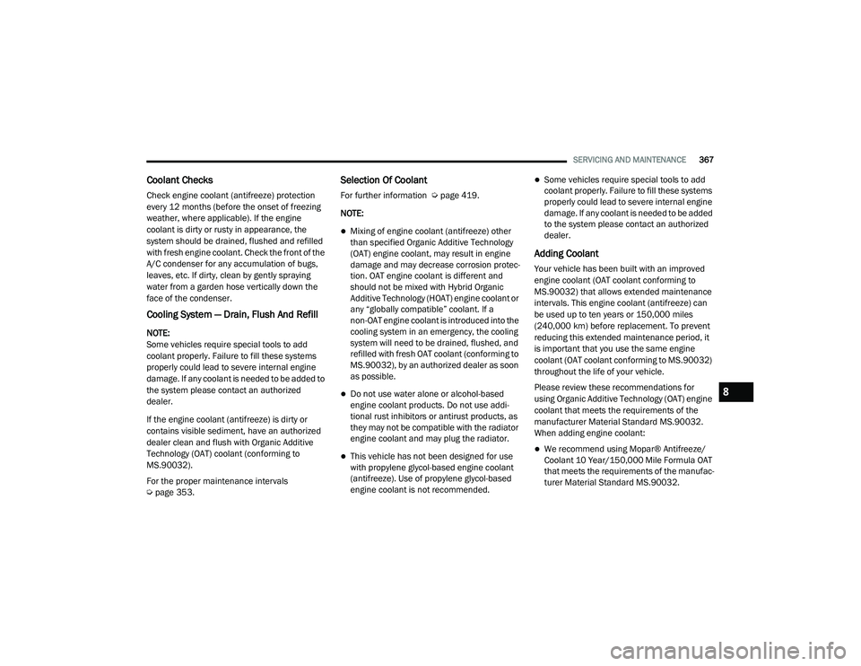 JEEP RENEGADE 2022  Owners Manual 8

21_BV_OM_EN_USC_t.book  Page 367   