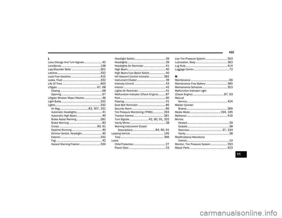 JEEP RENEGADE 2022  Owners Manual 11

21_BV_OM_EN_USC_t.book  Page 433   