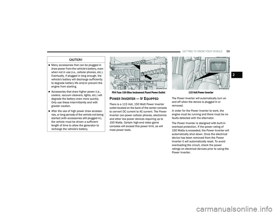 JEEP RENEGADE 2022 Repair Manual 2

21_BV_OM_EN_USC_t.book  Page 59   