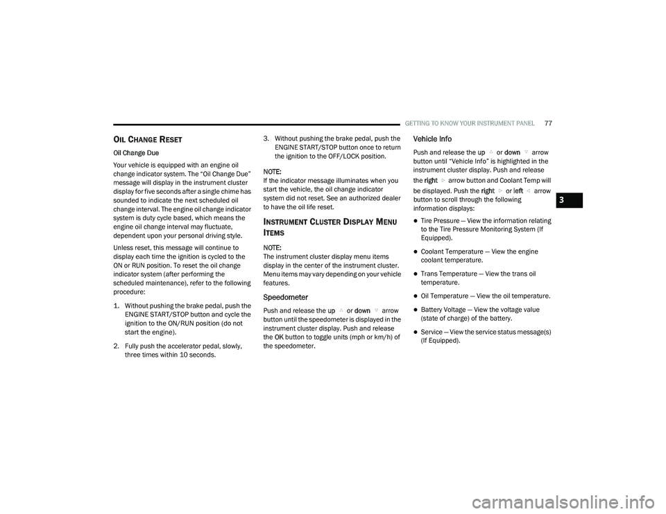 JEEP RENEGADE 2022 Manual PDF 3

21_BV_OM_EN_USC_t.book  Page 77   