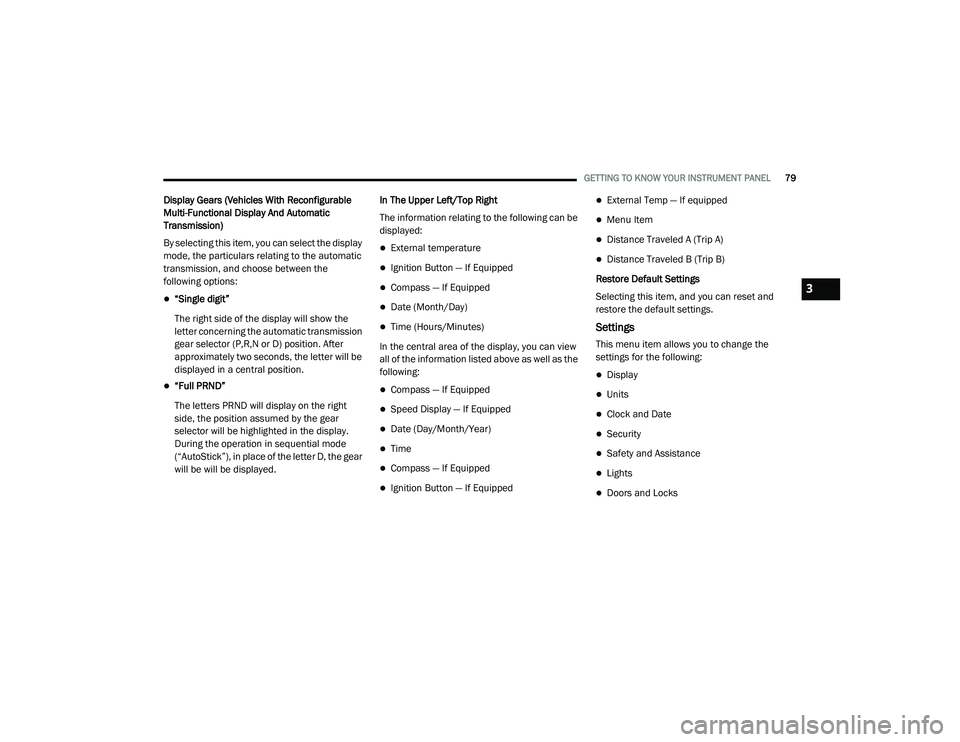 JEEP RENEGADE 2022 Manual Online 3

21_BV_OM_EN_USC_t.book  Page 79   