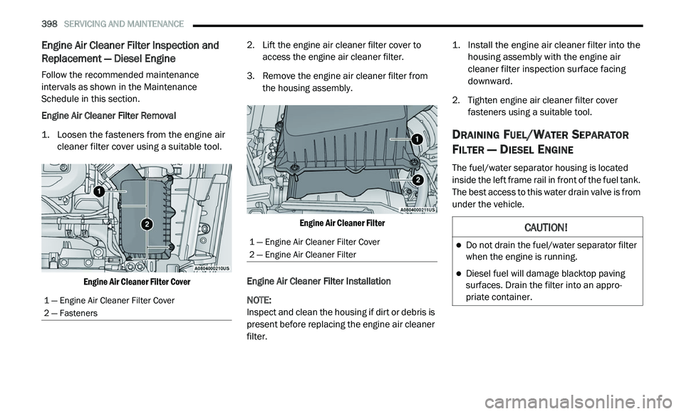 JEEP GLADIATOR 2022  Owners Manual ���³��(�Q�J�L�Q�H��$�L�U��&�O�H�D�Q�H�U��)�L�O�W�H�U��&�R�Y�H�U
�&�$�8�7�,�2�1� 