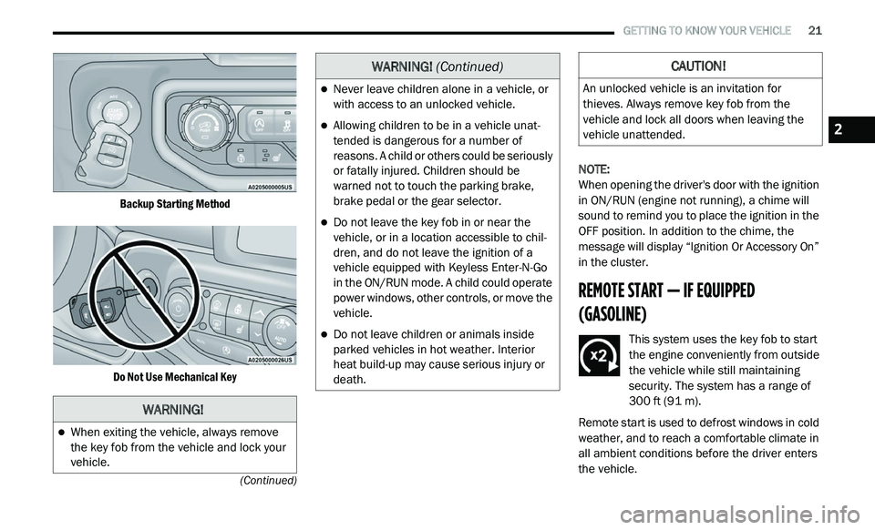 JEEP GLADIATOR 2021 Owners Manual �:�$�5�1�,�1�*�
�:�$�5�1�,�1�*� (Continuedyf
2 