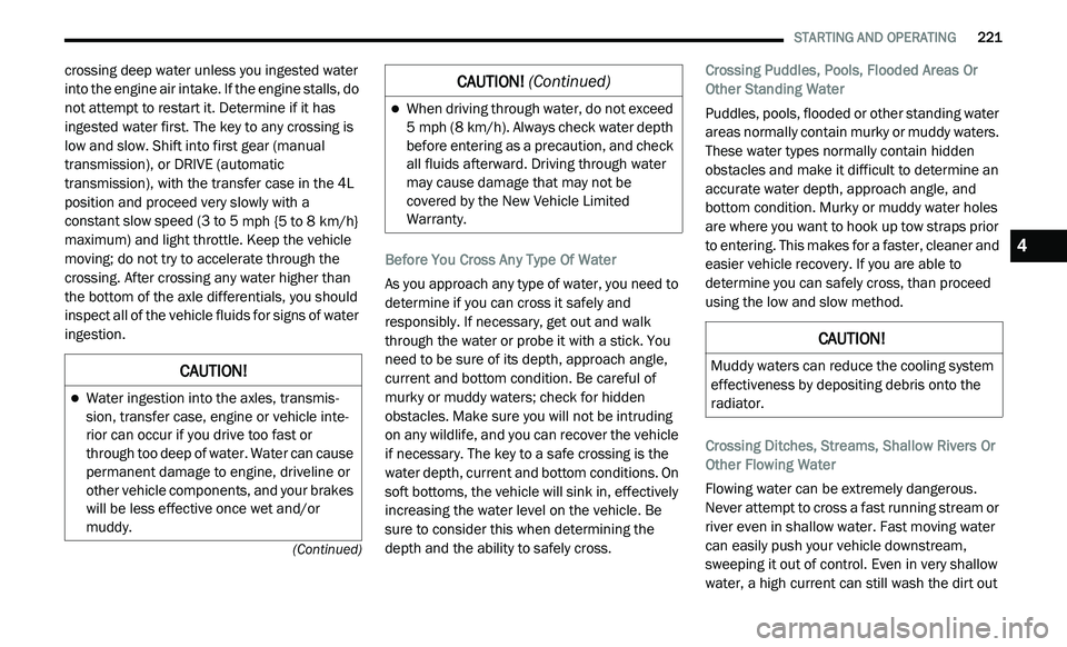 JEEP GLADIATOR 2021  Owners Manual �&�$�8�7�,�2�1�
4
CAUTION! (Continuedyf 