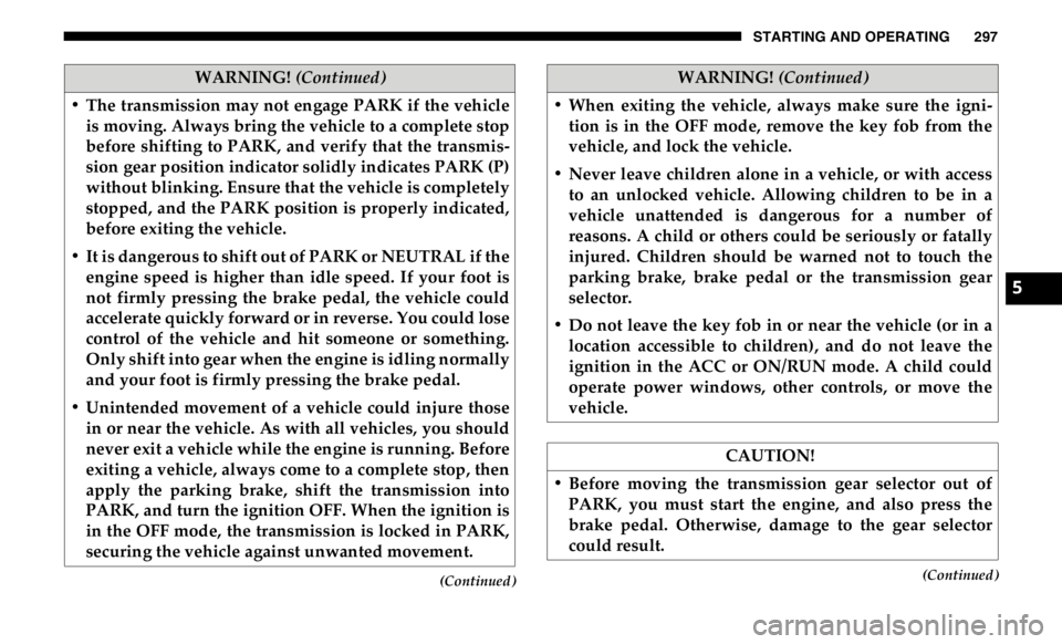 JEEP GLADIATOR 2020  Owners Manual ��&�R�Q�W�L�Q�X�H�G�\f
�:�$�5�1�,�1�*� (Continued�\f�:�$�5�1�,�1�*� (Continued�\f
5 