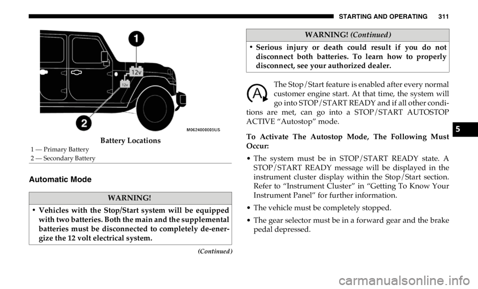 JEEP GLADIATOR 2020  Owners Manual �