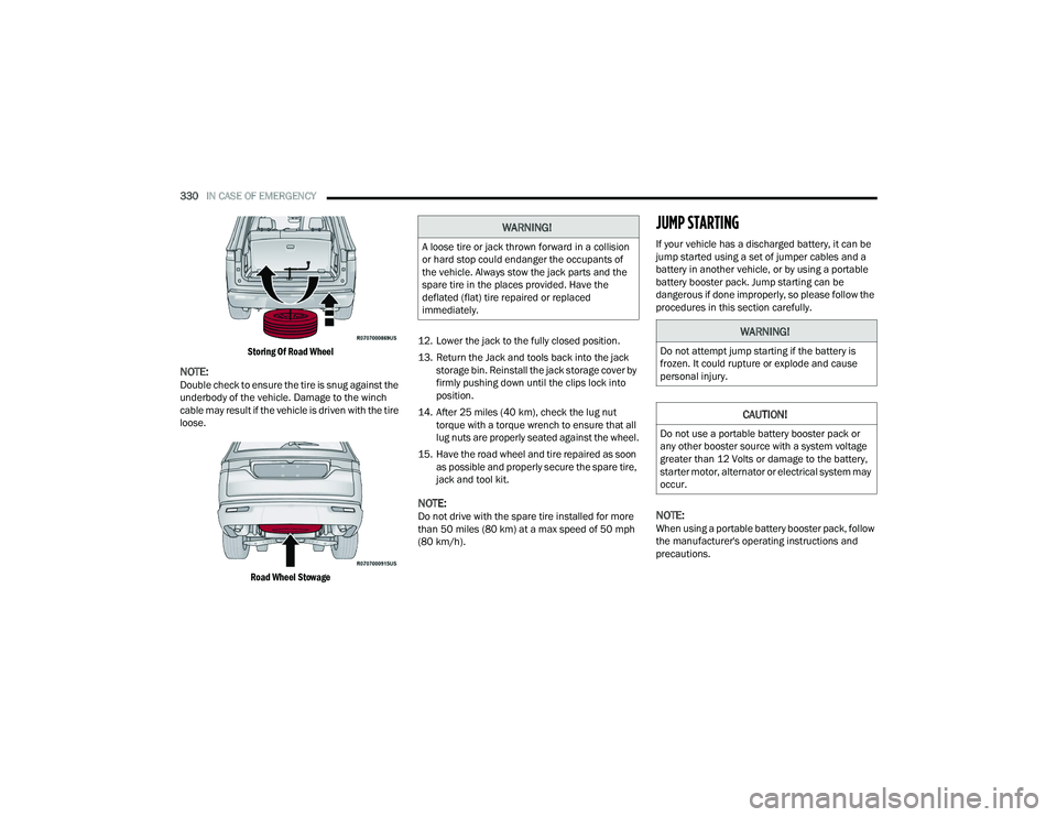 JEEP GRAND WAGONEER 2022  Owners Manual �:�$�5�1�,�1�*�
�$��O�R�R�V�H��W�L�U�H��R�U��M�D�F�N��W�K�U�R�Z�Q��I�R�U�Z�D�U�G��L�Q��D��F�R�O�O�L�V�L�R�Q�
�R�U��K�D�U�G��V�W�R�S��F�R�X�O�G��H�Q�G�D�Q�J�H�U��W�K�H��R�F�F�X�S�D�Q�W