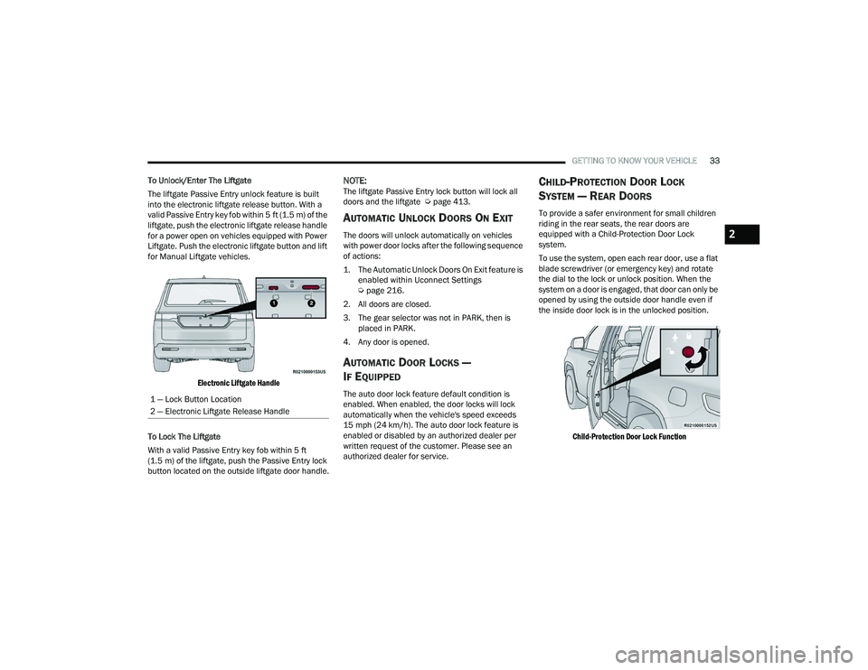 JEEP GRAND WAGONEER 2022 Owners Guide 2

22_WS_OM_EN_USC_t.book  Page 33   