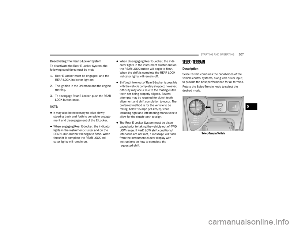JEEP CHEROKEE TRAILHAWK 2020  Owners Manual 
5

20_KL_OM_EN_USC_t.book  Page 207   