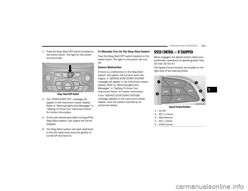 JEEP CHEROKEE TRAILHAWK 2020  Owners Manual 5

20_KL_OM_EN_USC_t.book  Page 211   