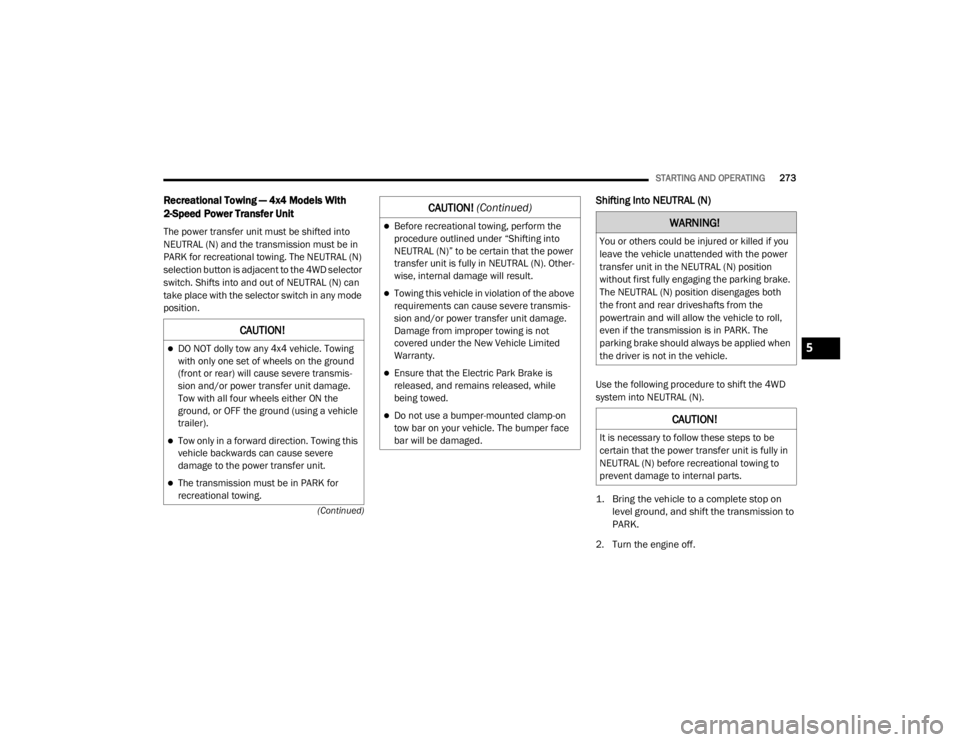 JEEP CHEROKEE TRAILHAWK 2020  Owners Manual 5

20_KL_OM_EN_USC_t.book  Page 273   