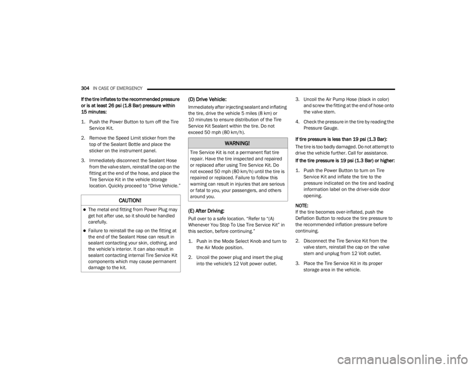 JEEP CHEROKEE TRAILHAWK 2020  Owners Manual �:�$�5�1�,�1�*�
�7�L�U�H��6�H�U�Y�L�F�H��.�L�W��L�V��Q�R�W��D��S�H�U�P�D�Q�H�Q�W��I�O�D�W��W�L�U�H�
�U�H�S�D�L�U���+�D�Y�H��W�K�H��W�L�U�H��L�Q�V�S�H�F�W�H�G��D�Q�G��U�H�S�D�L�U�H�G�