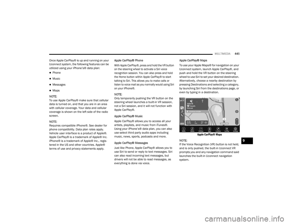 JEEP CHEROKEE TRAILHAWK 2020  Owners Manual 9

20_KL_OM_EN_USC_t.book  Page 445   