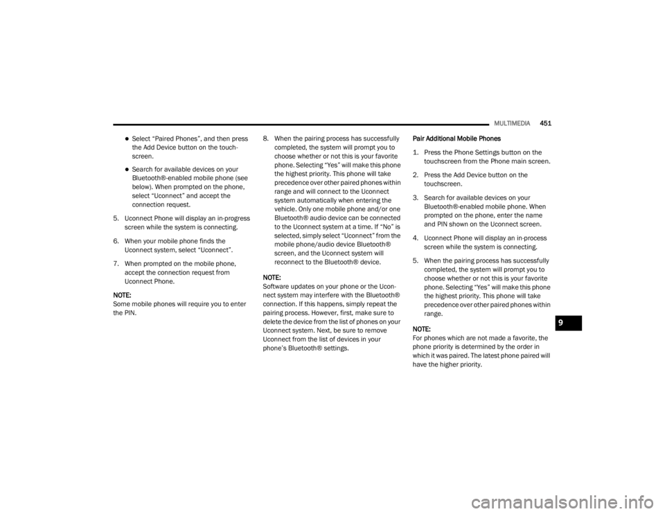 JEEP CHEROKEE TRAILHAWK 2020  Owners Manual 9

20_KL_OM_EN_USC_t.book  Page 451   