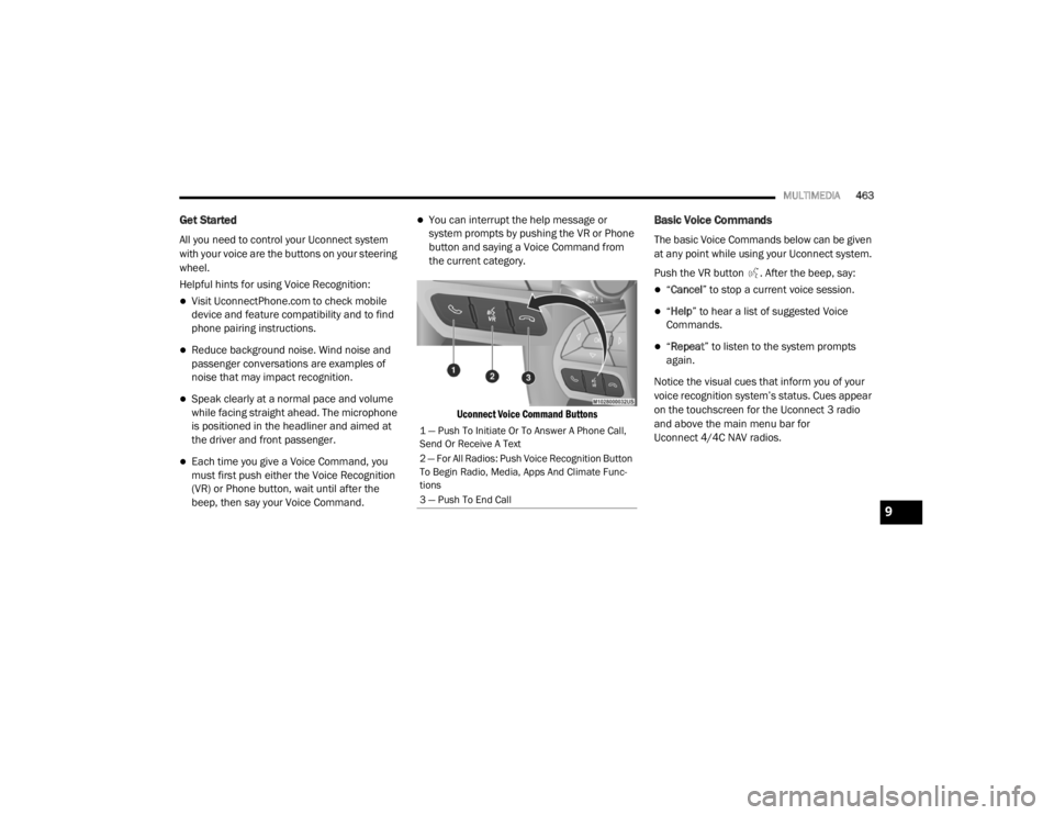 JEEP CHEROKEE TRAILHAWK 2020  Owners Manual 9

20_KL_OM_EN_USC_t.book  Page 463   