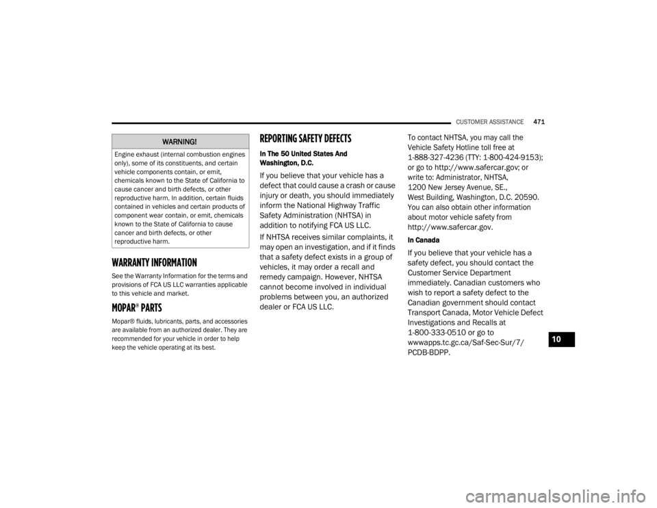 JEEP CHEROKEE TRAILHAWK 2020  Owners Manual �:�$�5�1�,�1�*�
�(�Q�J�L�Q�H��H�[�K�D�X�V�W���L�Q�W�H�U�Q�D�O��F�R�P�E�X�V�W�L�R�Q��H�Q�J�L�Q�H�V�
�R�Q�O�\�\f���V�R�P�H��R�I��L�W�V��F�R�Q�V�W�L�W�X�H�Q�W�V���D�Q�G��F�H�U�W�D�L�Q�
�Y