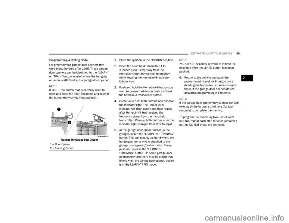 JEEP CHEROKEE TRAILHAWK 2020  Owners Manual 2

20_KL_OM_EN_USC_t.book  Page 89   