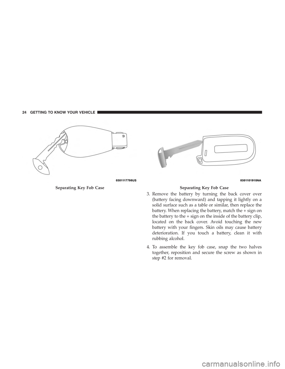 JEEP CHEROKEE LIMITED 2019 Owners Manual Separating Key Fob Case
24 GETTING TO KNOW YOUR VEHICLE 