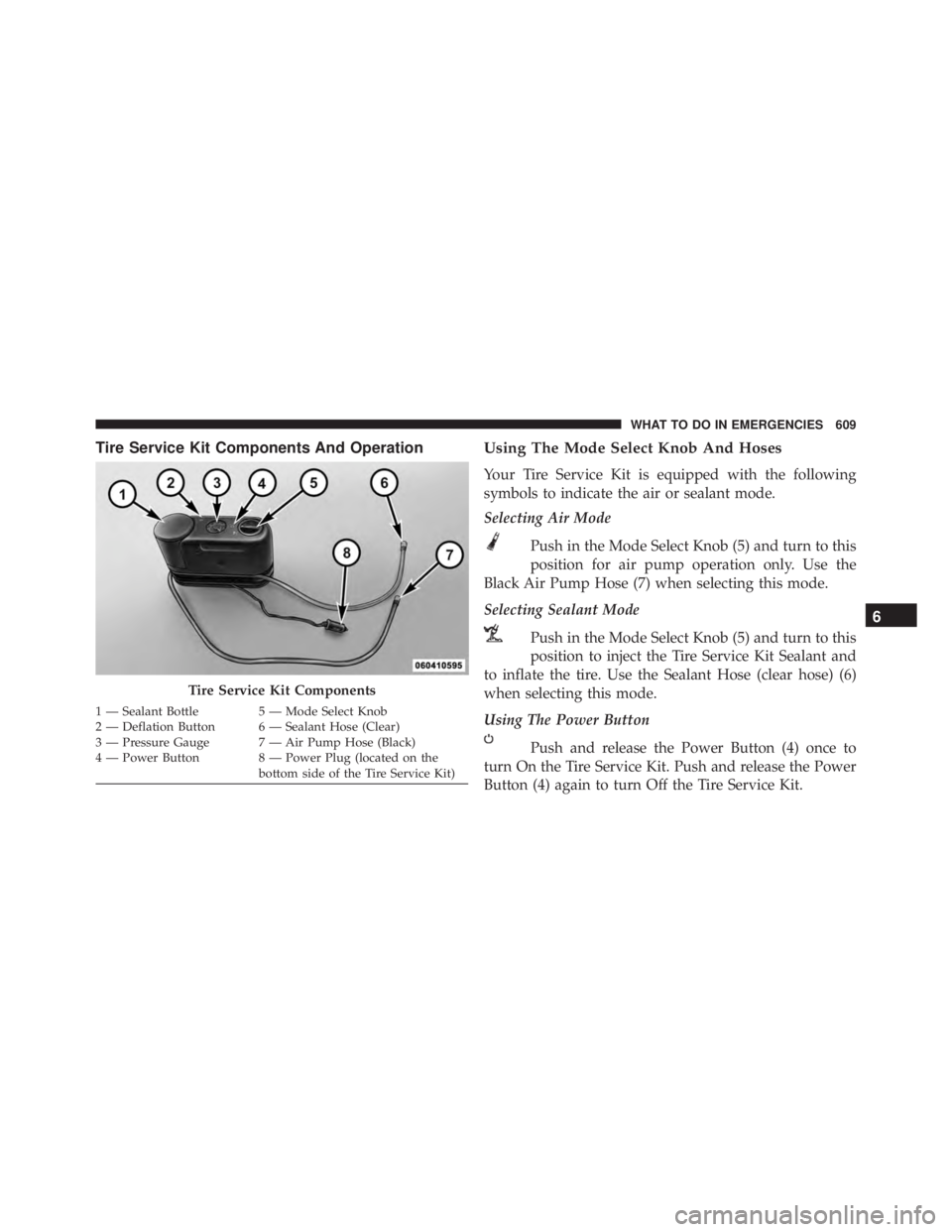 JEEP CHEROKEE LATITUDE 2015  Owners Manual 6
WHAT TO DO IN EMERGENCIES 609 