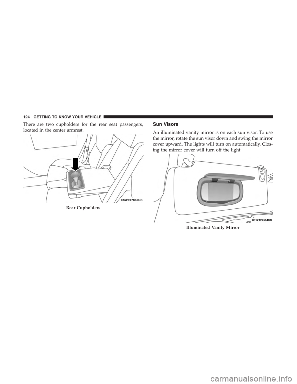 JEEP CHEROKEE TRAILHAWK 2019  Owners Manual Illuminated Vanity Mirror
124 GETTING TO KNOW YOUR VEHICLE 