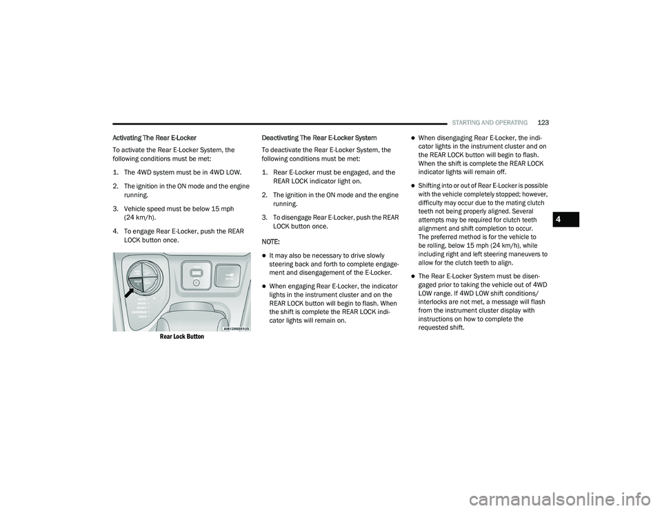 JEEP CHEROKEE LATITUDE LUX 2021  Owners Manual 4

21_KL_OM_EN_USC_t.book  Page 123   