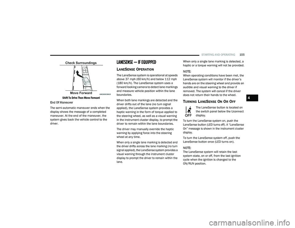 JEEP CHEROKEE LATITUDE LUX 2021  Owners Manual 4

21_KL_OM_EN_USC_t.book  Page 155   