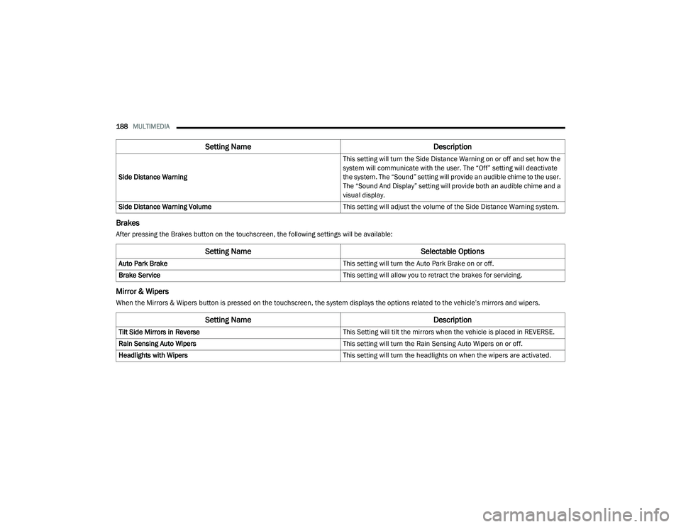JEEP CHEROKEE LATITUDE LUX 2021  Owners Manual �6�H�W�W�L�Q�J��1�D�P�H�6�H�O�H�F�W�D�E�O�H��2�S�W�L�R�Q�V
�$�X�W�R��3�D�U�N��%�U�D�N�H �7�K�L�V��V�H�W�W�L�Q�J��Z�L�O�O��W�X�U�Q��W�K�H��$�X�W�R��3�D�U�N��%�U�D�N�H��R�Q��R�U��R�I�I�
�