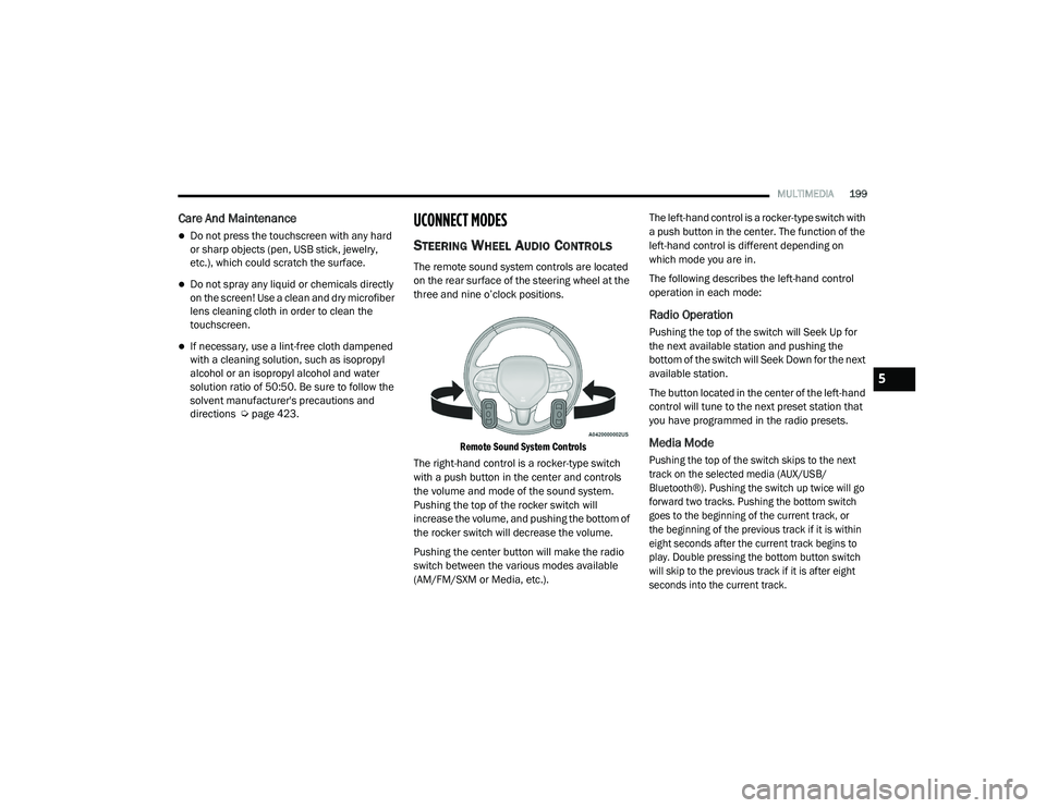 JEEP CHEROKEE LATITUDE LUX 2021  Owners Manual 
5

21_KL_OM_EN_USC_t.book  Page 199   