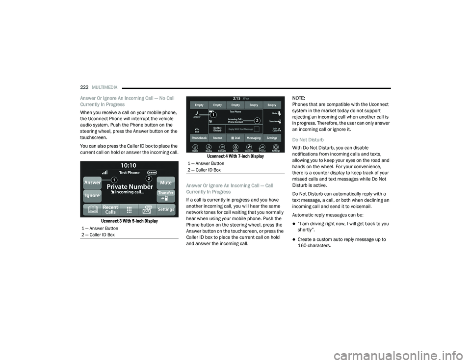 JEEP CHEROKEE LATITUDE LUX 2021  Owners Manual ���³��$�Q�V�Z�H�U��%�X�W�W�R�Q
���³��&�D�O�O�H�U��,���%�R�[ 