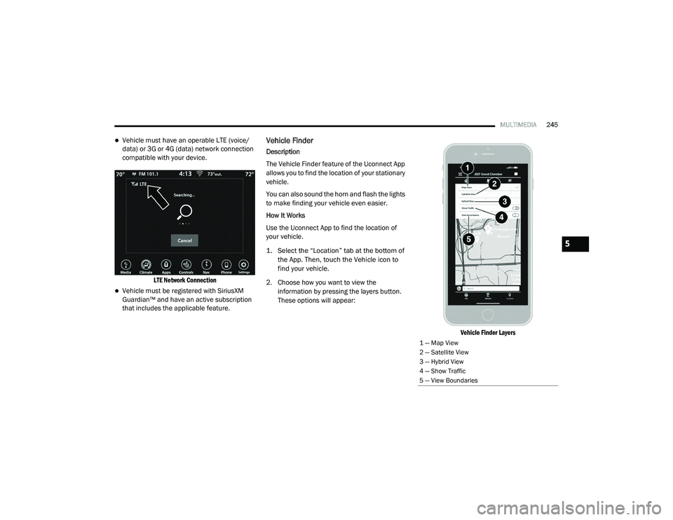 JEEP CHEROKEE LATITUDE LUX 2021  Owners Manual 5

21_KL_OM_EN_USC_t.book  Page 245   
