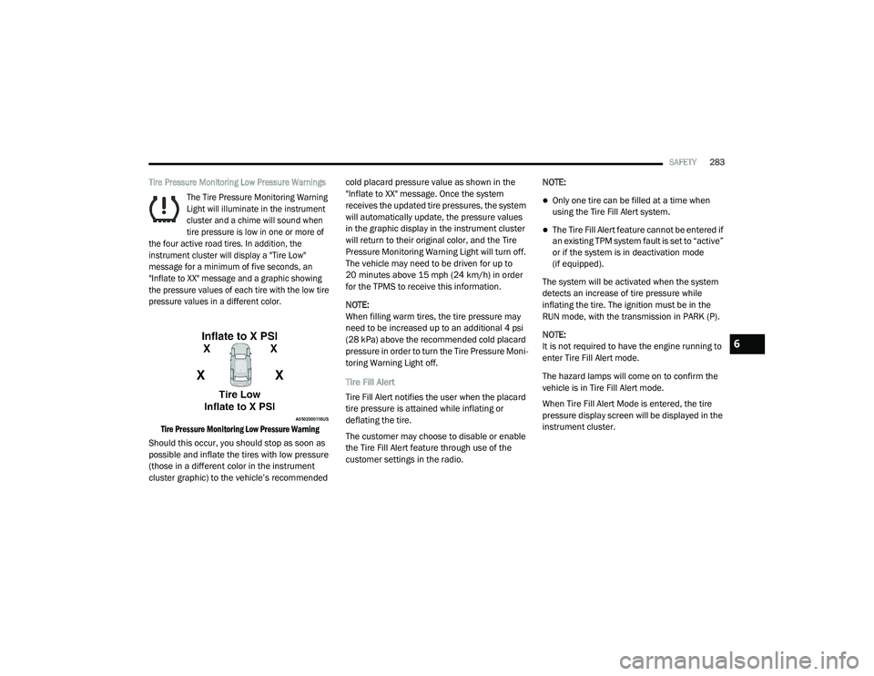 JEEP CHEROKEE LATITUDE LUX 2021  Owners Manual 6

21_KL_OM_EN_USC_t.book  Page 283   
