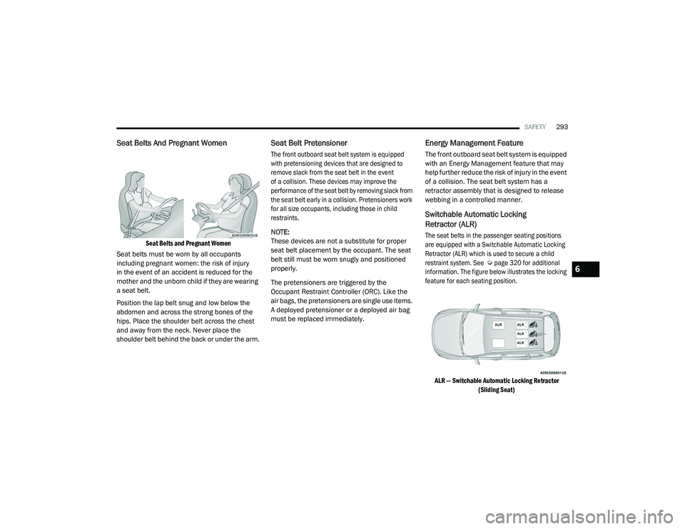 JEEP CHEROKEE LATITUDE LUX 2021  Owners Manual 
6

21_KL_OM_EN_USC_t.book  Page 293   