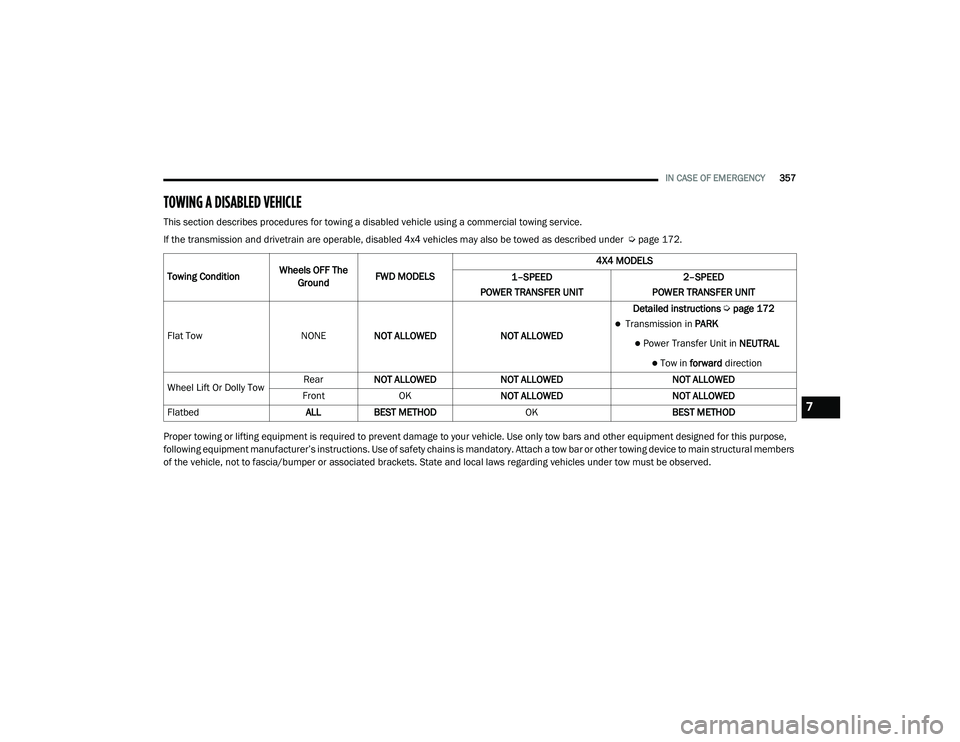 JEEP CHEROKEE LATITUDE LUX 2021  Owners Manual 7

21_KL_OM_EN_USC_t.book  Page 357   