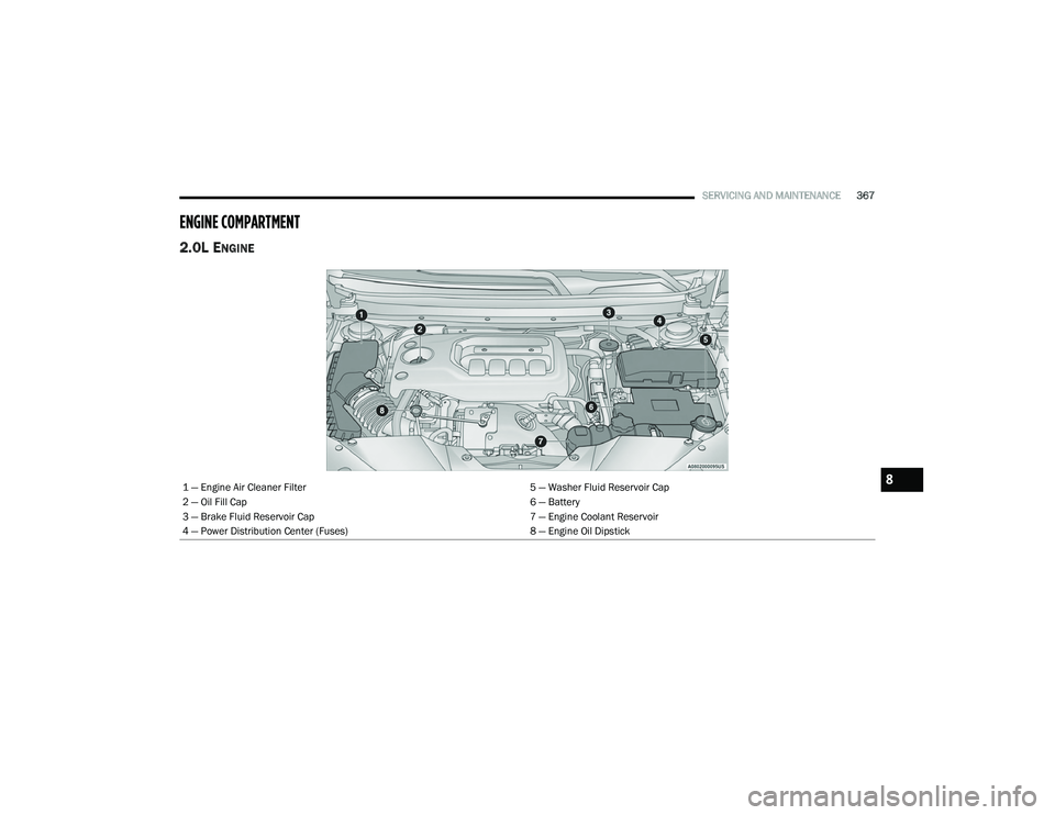 JEEP CHEROKEE LATITUDE LUX 2021  Owners Manual 8

21_KL_OM_EN_USC_t.book  Page 367   