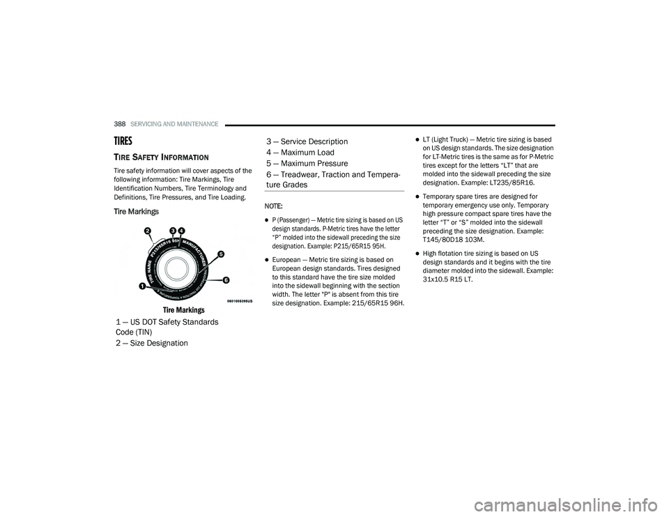 JEEP CHEROKEE LATITUDE LUX 2021  Owners Manual ���³��6�H�U�Y�L�F�H���H�V�F�U�L�S�W�L�R�Q
���³��0�D�[�L�P�X�P��/�R�D�G
���³��0�D�[�L�P�X�P��3�U�H�V�V�X�U�H
���³��7�U�H�D�G�Z�H�D�U���7�U�D�F�W�L�R�Q��D�Q�G��7�H�P�S�H�U�D-
tur