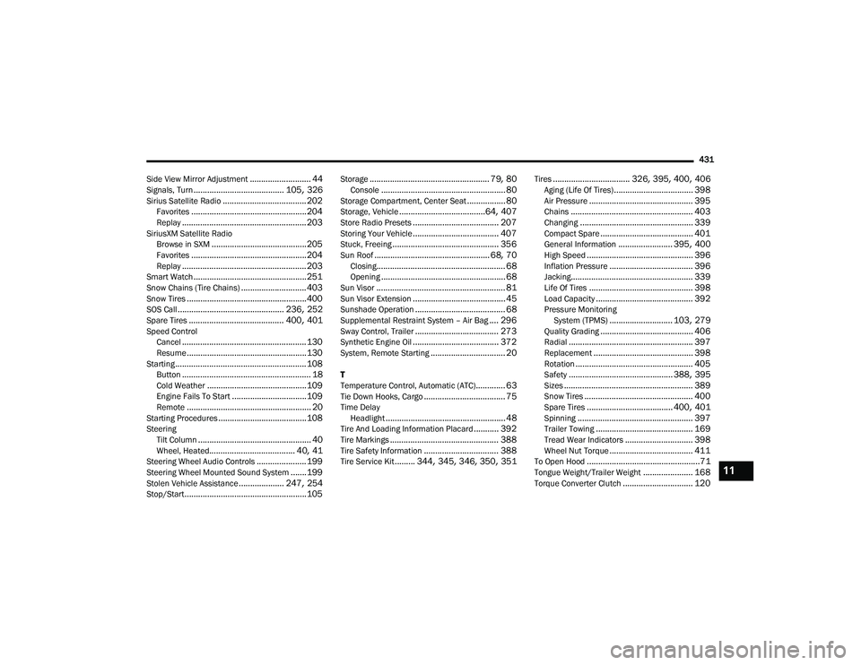 JEEP CHEROKEE LATITUDE LUX 2021  Owners Manual 11

21_KL_OM_EN_USC_t.book  Page 431   