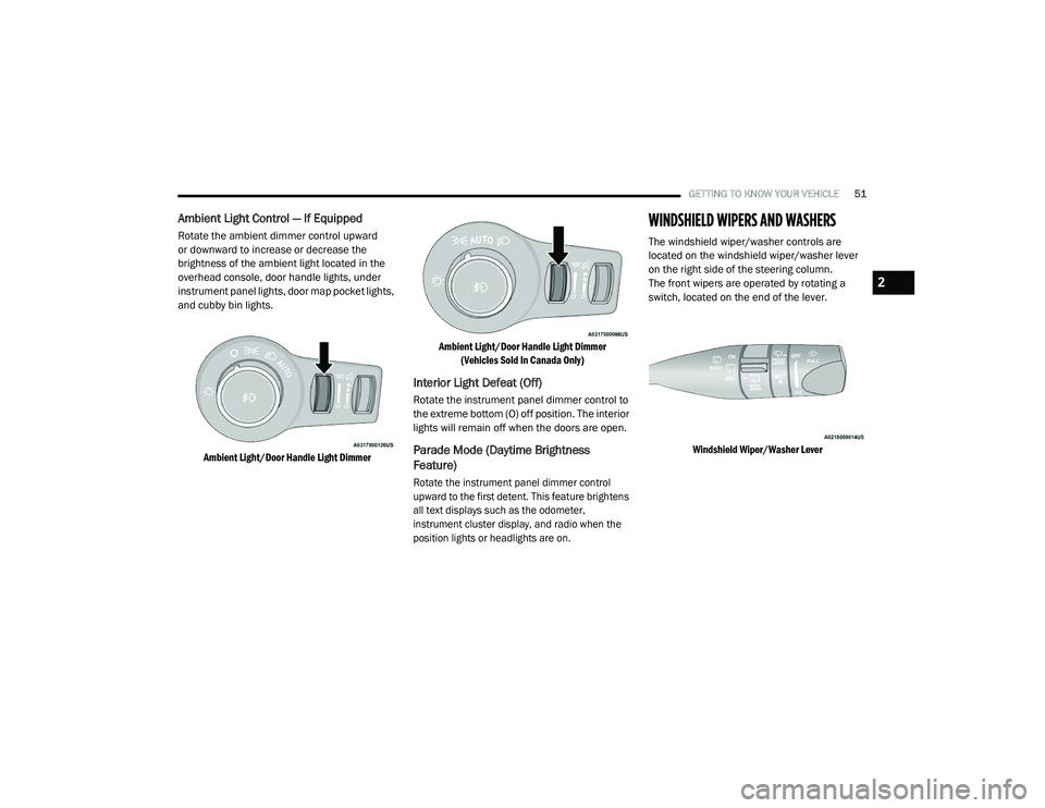 JEEP CHEROKEE LATITUDE LUX 2021 Workshop Manual 
2

21_KL_OM_EN_USC_t.book  Page 51   