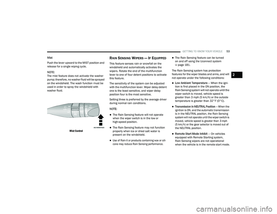 JEEP CHEROKEE LATITUDE LUX 2021 Workshop Manual 2

21_KL_OM_EN_USC_t.book  Page 53   
