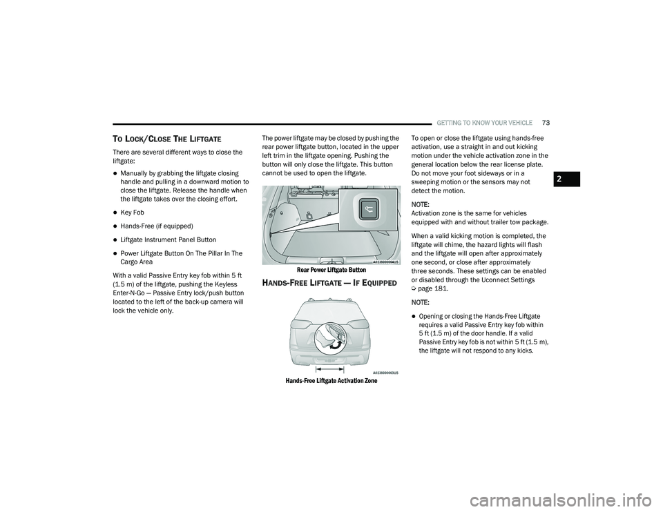 JEEP CHEROKEE LATITUDE LUX 2021 Manual PDF 
2

21_KL_OM_EN_USC_t.book  Page 73   
