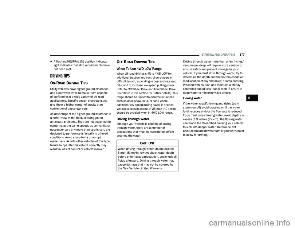 JEEP CHEROKEE 2022  Owners Manual 4

21_KL_OM_EN_USC_t.book  Page 177   