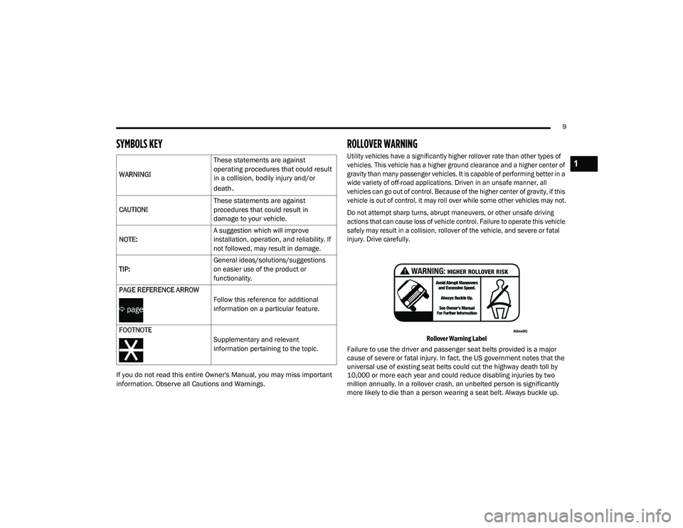 JEEP GRAND CHEROKEE TRAILHAWK 2020 User Guide 1

21_WK_OM_EN_USC_t.book  Page 9   