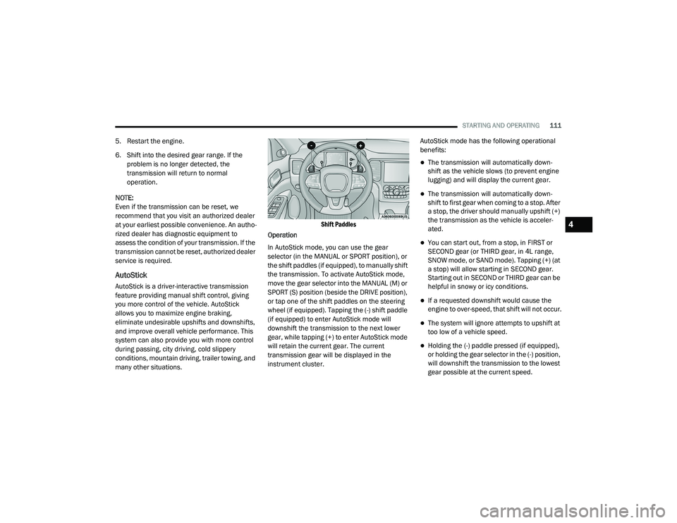 JEEP GRAND CHEROKEE TRAILHAWK 2020  Owners Manual 4

21_WK_OM_EN_USC_t.book  Page 111   