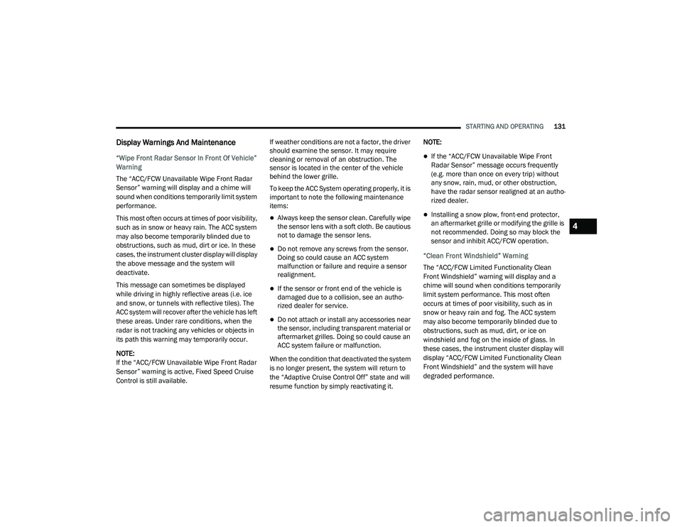 JEEP GRAND CHEROKEE TRAILHAWK 2020  Owners Manual 4

21_WK_OM_EN_USC_t.book  Page 131   