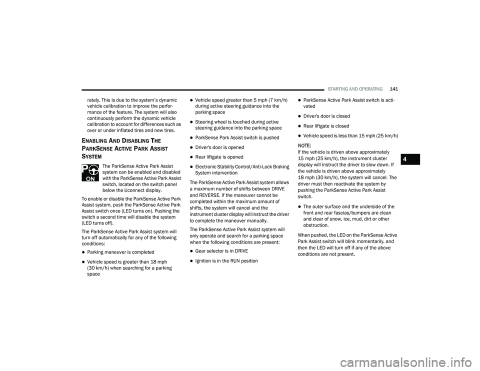 JEEP GRAND CHEROKEE TRAILHAWK 2020  Owners Manual 4

21_WK_OM_EN_USC_t.book  Page 141   