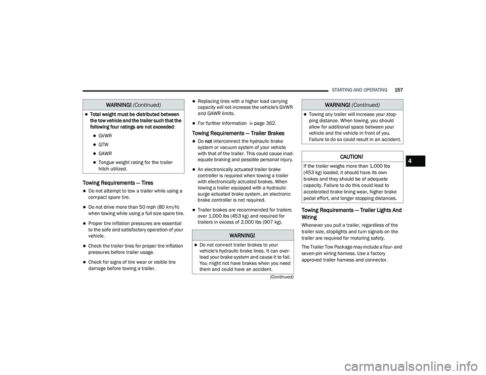 JEEP GRAND CHEROKEE TRAILHAWK 2020  Owners Manual W�$�5N�,N�*� (Continuedyf�:AR�1�,�1�*� (Continuedyf
4

21_WK_OM_EN_USC_t.book  Page 157   