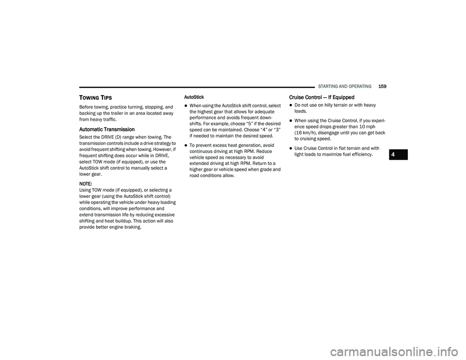 JEEP GRAND CHEROKEE TRAILHAWK 2020  Owners Manual 4

21_WK_OM_EN_USC_t.book  Page 159   