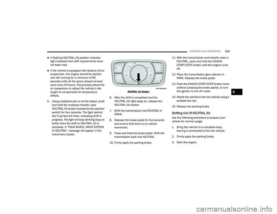 JEEP GRAND CHEROKEE TRAILHAWK 2020  Owners Manual 4

21_WK_OM_EN_USC_t.book  Page 163   