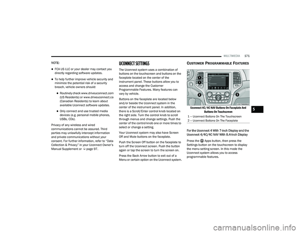 JEEP GRAND CHEROKEE TRAILHAWK 2020  Owners Manual 5

21_WK_OM_EN_USC_t.book  Page 171   