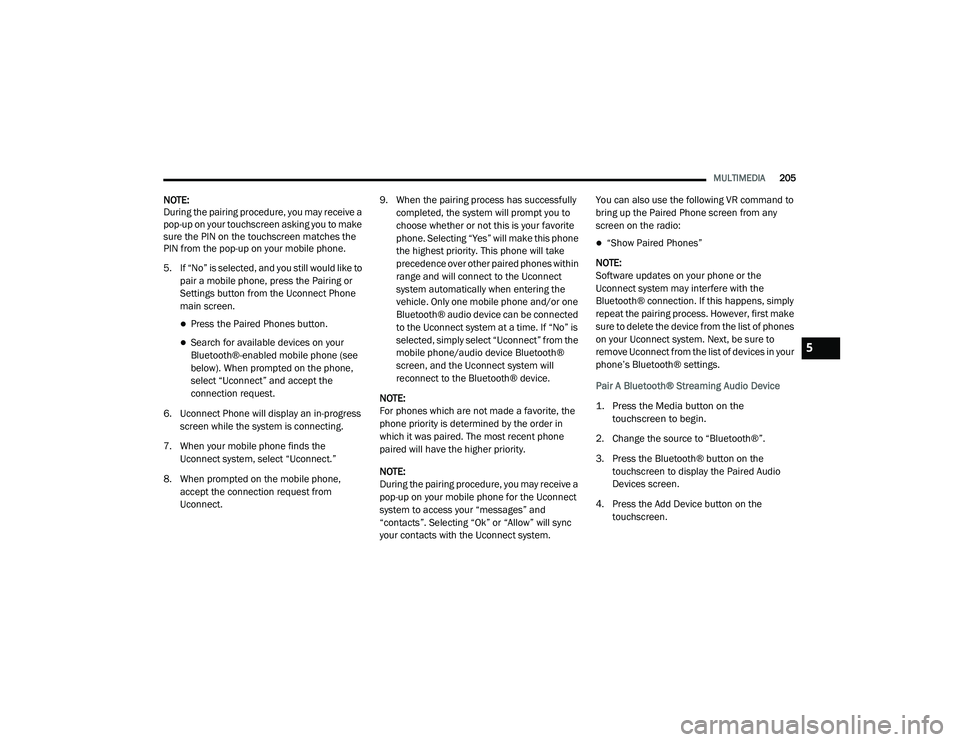 JEEP GRAND CHEROKEE TRAILHAWK 2020  Owners Manual 5

21_WK_OM_EN_USC_t.book  Page 205   
