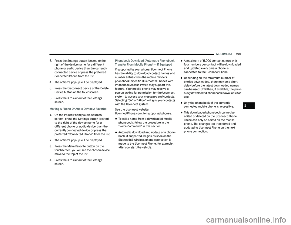 JEEP GRAND CHEROKEE TRAILHAWK 2020  Owners Manual 5

21_WK_OM_EN_USC_t.book  Page 207   